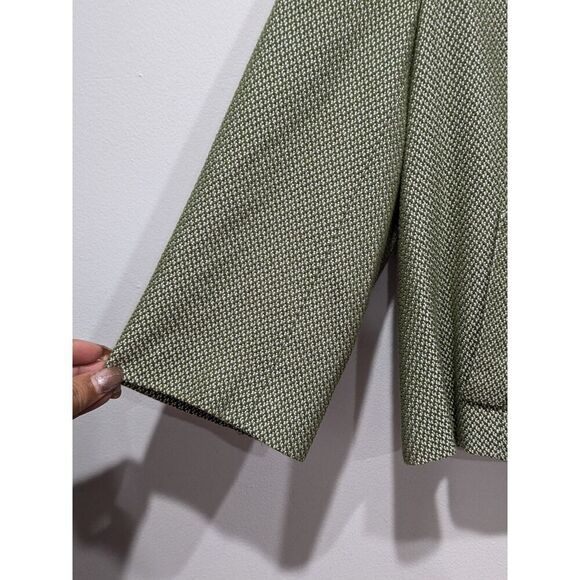 Ann Taylor Green Tweed 3/4 Sleeve Cropped Retro 60s Blazer Jacket, 4 - Picture 3 of 8